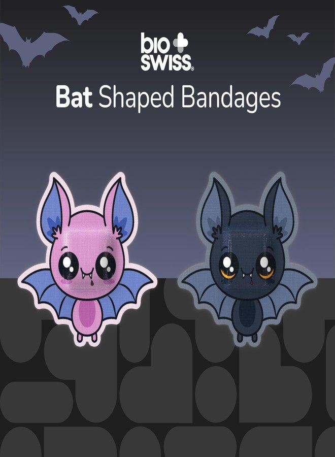 BioSwiss Bandages, Halloween Bat Shaped Self Adhesive Bandage Set, Latex Free, Sterile Wound Care, 24 Count - Image 3